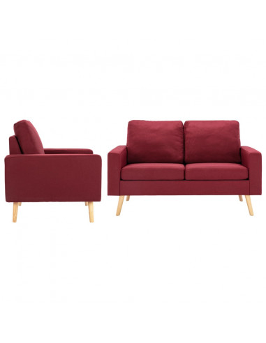 Set Divani 2 pz in Tessuto Rosso Vino