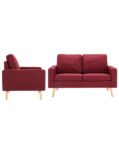 Set Divani 2 pz in Tessuto Rosso Vino