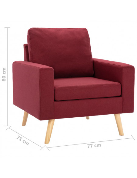 Set Divani 2 pz in Tessuto Rosso Vino