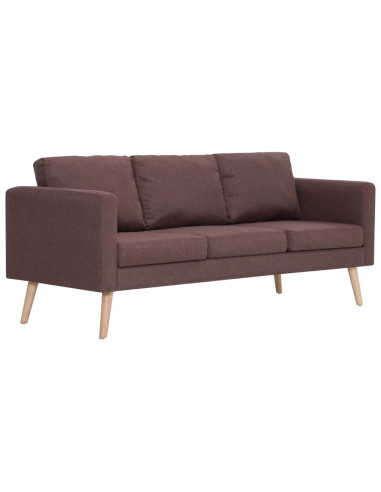 Divano a 3 Posti in Tessuto Marrone