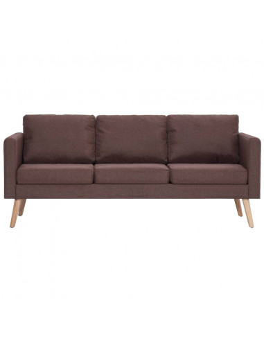 Divano a 3 Posti in Tessuto Marrone