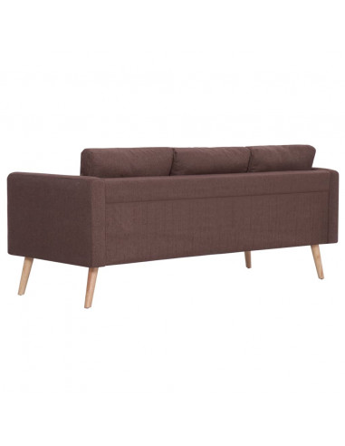 Divano a 3 Posti in Tessuto Marrone