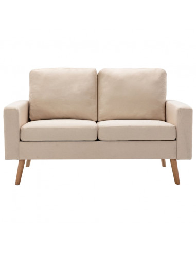 Divano a 2 Posti Crema in Tessuto