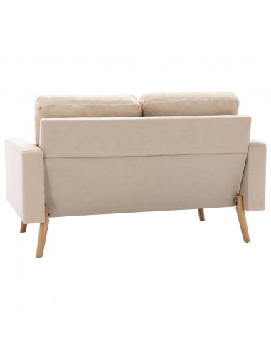 Divano a 2 Posti Crema in Tessuto