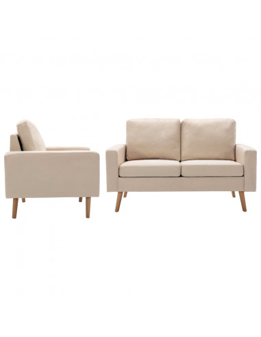 Set Divani 2 pz in Tessuto Crema