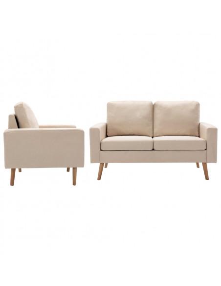 Set Divani 2 pz in Tessuto Crema