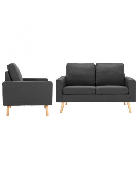 Set di Divani 2 pz in Tessuto Grigio Scuro
