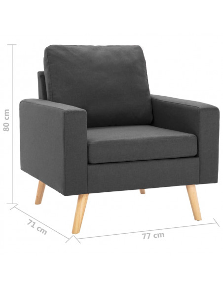 Set di Divani 2 pz in Tessuto Grigio Scuro