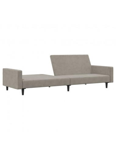 Divano Letto a 2 Posti Grigio Chiaro in Velluto