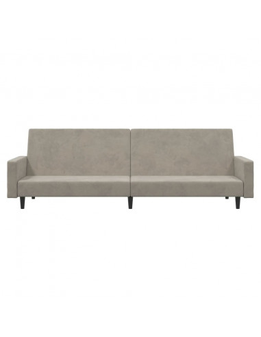 Divano Letto a 2 Posti Grigio Chiaro in Velluto