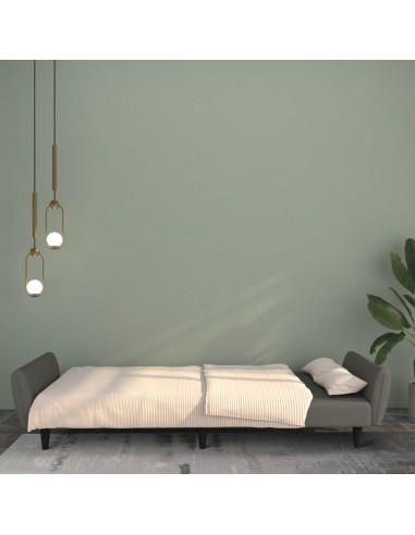 Divano Letto a 2 Posti Grigio Scuro in Velluto