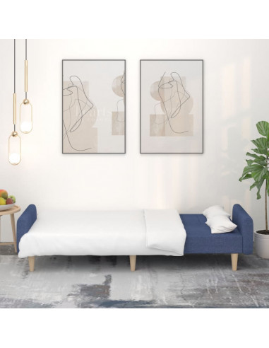 Divano Letto a 2 Posti Blu in Tessuto