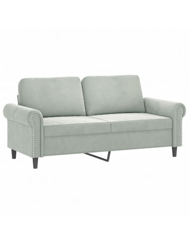 Set di Divani 2 pz con Cuscini Grigio Chiaro in Velluto