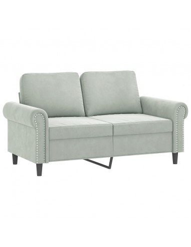 Set di Divani 2 pz con Cuscini Grigio Chiaro in Velluto