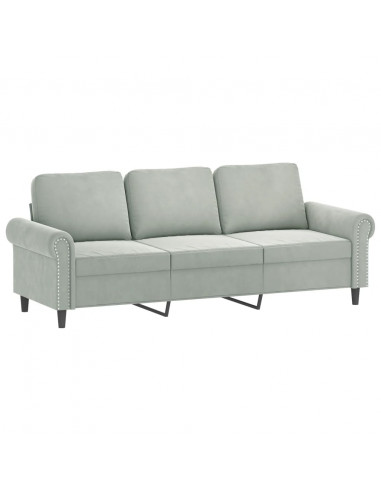 Set di Divani 2 pz con Cuscini Grigio Chiaro in Velluto