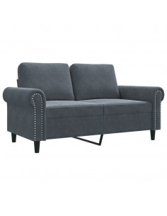 Divano a 2 Posti grigio scuro 120 cm in Velluto 2