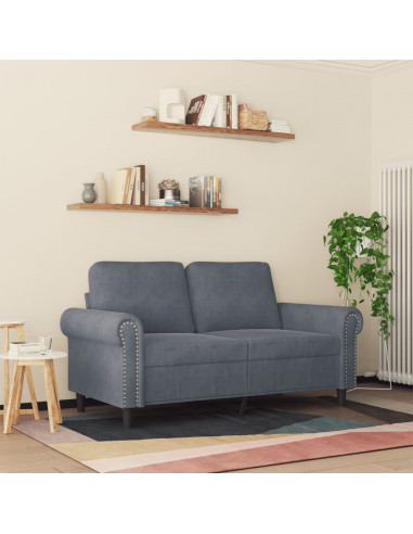 Divano a 2 Posti grigio scuro 120 cm in Velluto