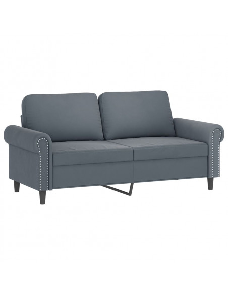 Set di Divani 3 pz con Cuscini Grigio Scuro in Velluto