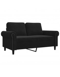 Divano a 2 Posti Nero 120 cm in Velluto 2