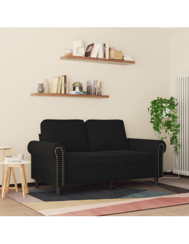 Divano a 2 Posti Nero 120 cm in Velluto