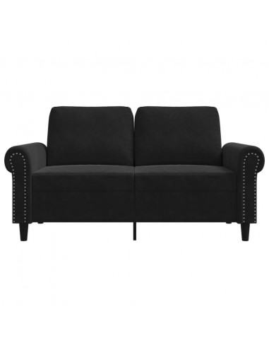 Divano a 2 Posti Nero 120 cm in Velluto