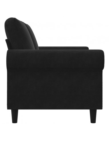 Divano a 2 Posti Nero 120 cm in Velluto