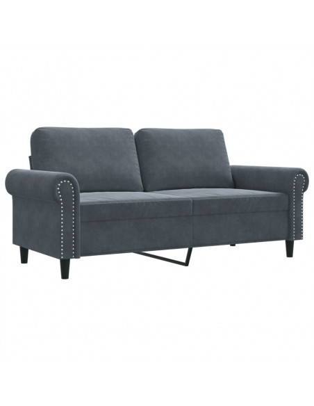 Divano a 2 Posti grigio scuro140 cm in Velluto