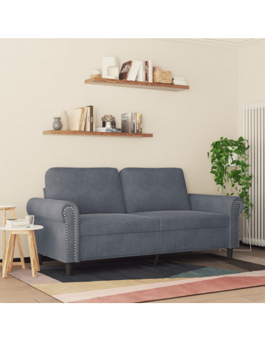 Divano a 2 Posti grigio scuro140 cm in Velluto
