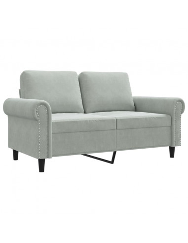 Divano a 2 Posti Grigio Chiaro 120 cm in Velluto