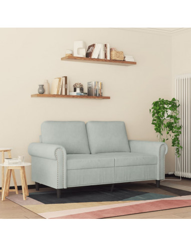 Divano a 2 Posti Grigio Chiaro 120 cm in Velluto