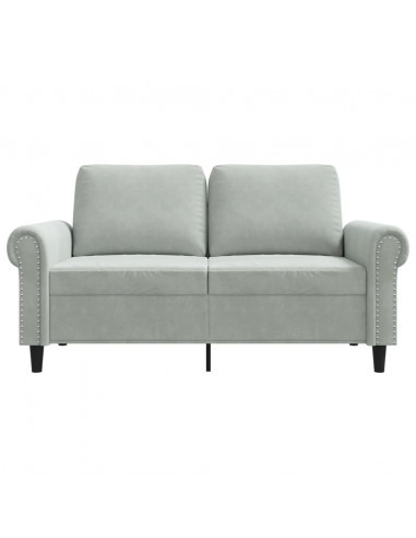 Divano a 2 Posti Grigio Chiaro 120 cm in Velluto
