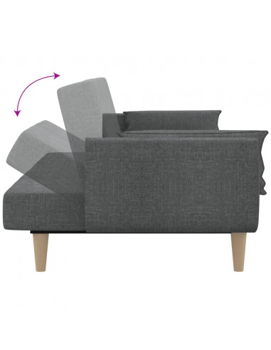 Divano Letto a 2 Posti con 2 Cuscini Grigio Chiaro in Tessuto