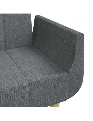 Divano Letto a 2 Posti con 2 Cuscini Grigio Chiaro in Tessuto