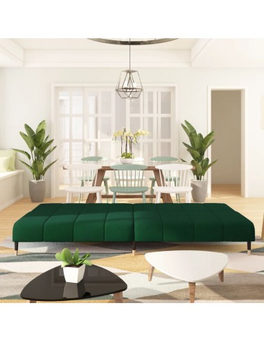 Divano Letto a 2 Posti Verde Scuro in Velluto