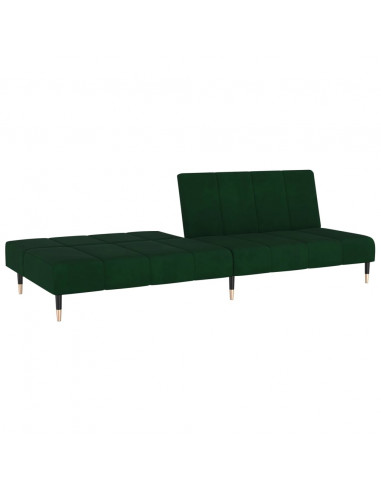 Divano Letto a 2 Posti Verde Scuro in Velluto