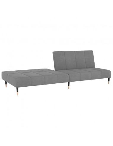 Divano Letto a 2 Posti Grigio Chiaro in Velluto