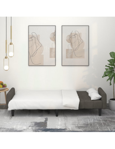 Divano Letto a 2 Posti Grigio Scuro in Velluto