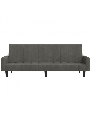 Divano Letto a 2 Posti Grigio Scuro in Velluto