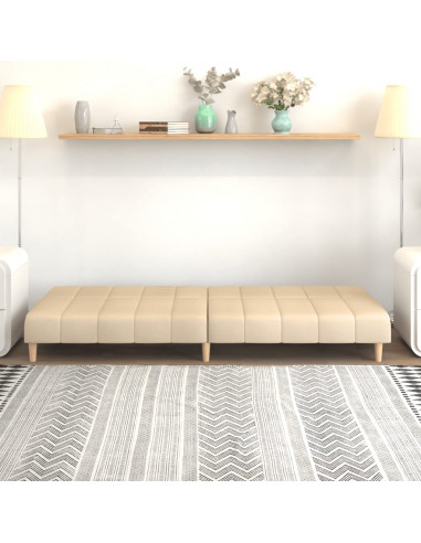 Divano Letto a 2 Posti Crema in Tessuto