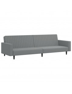 Divano Letto a 2 Posti Grigio Chiaro in Velluto 2