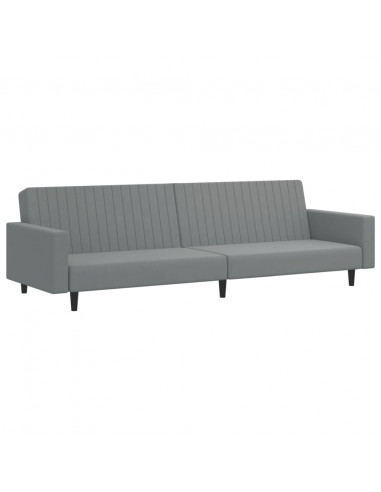 Divano Letto a 2 Posti Grigio Chiaro in Velluto