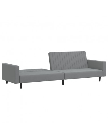 Divano Letto a 2 Posti Grigio Chiaro in Velluto