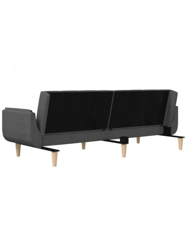 Divano Letto a 2 Posti con 2 Cuscini Grigio Scuro in Tessuto