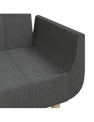 Divano Letto a 2 Posti con 2 Cuscini Grigio Scuro in Tessuto