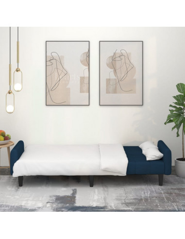 Divano Letto a 2 Posti Blu in Velluto