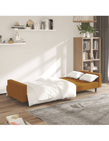 Divano Letto a 2 Posti Marrone in Velluto