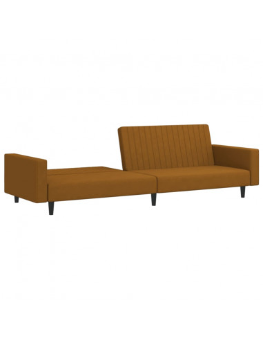Divano Letto a 2 Posti Marrone in Velluto