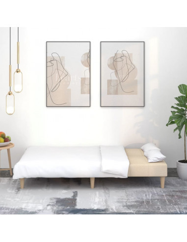 Divano Letto a 2 Posti Crema in Tessuto