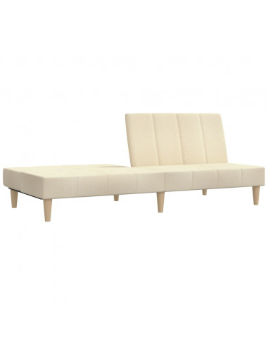 Divano Letto a 2 Posti Crema in Tessuto