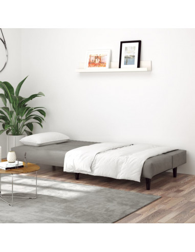 Divano Letto a 2 Posti Grigio Chiaro in Velluto